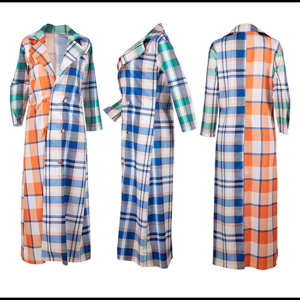 Multicolor long plus size coat